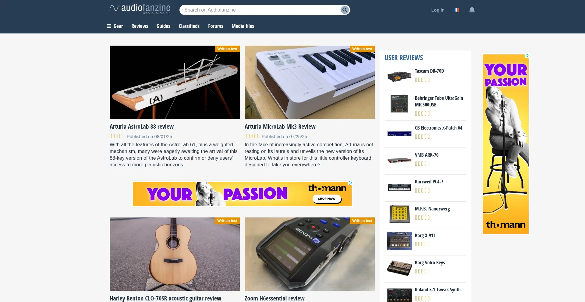 Website screenshot of Audiofanzine.com