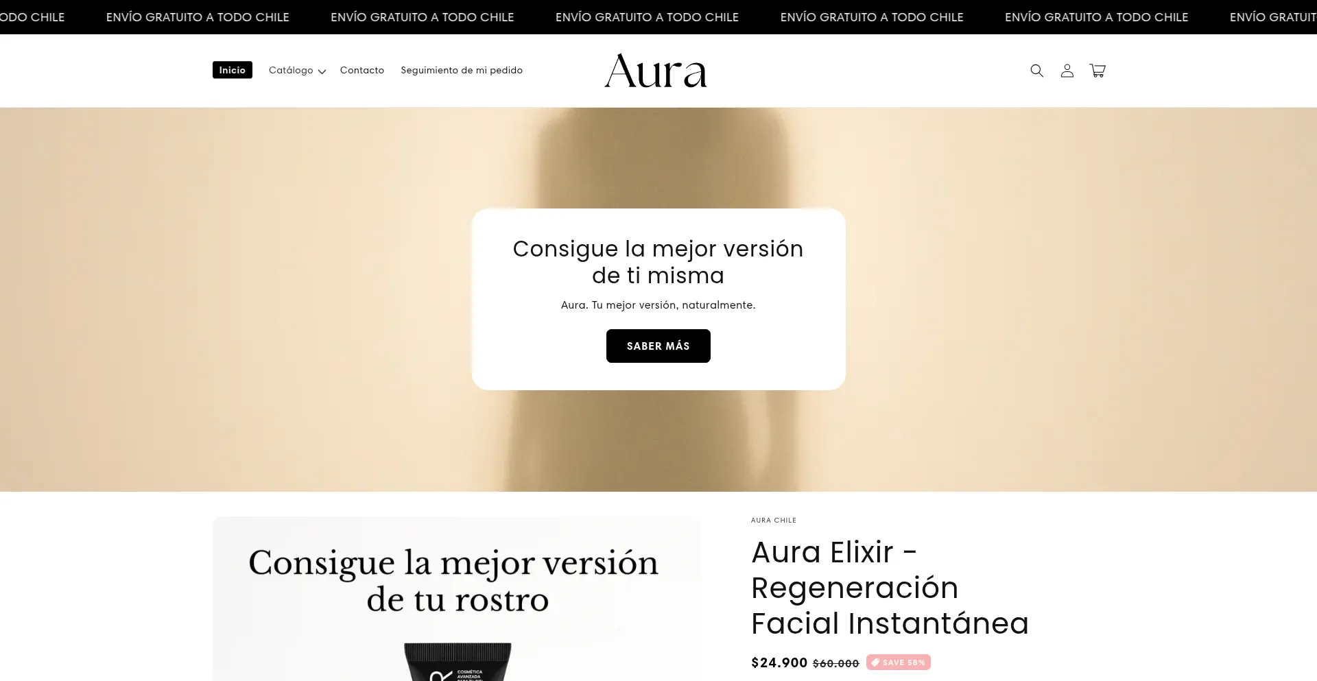 Website screenshot of Aura-chile.com