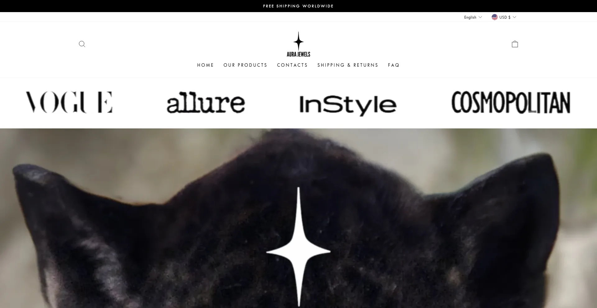 Website screenshot of Aurajewelshop.com