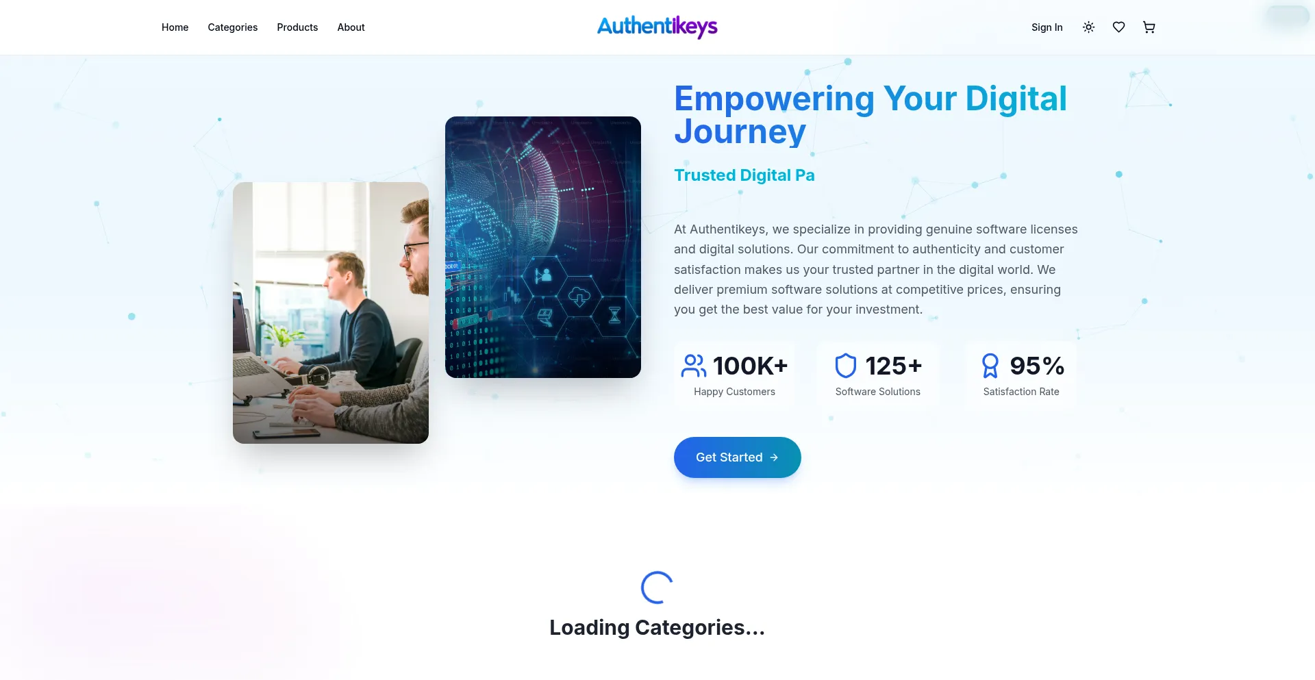 Website screenshot of Authentikeys.com