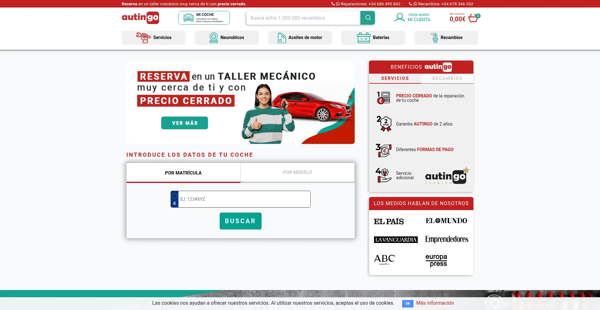 Website screenshot of Autingo.es