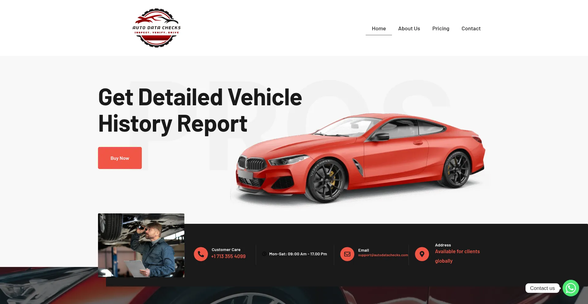 Website screenshot of Autodatachecks.com