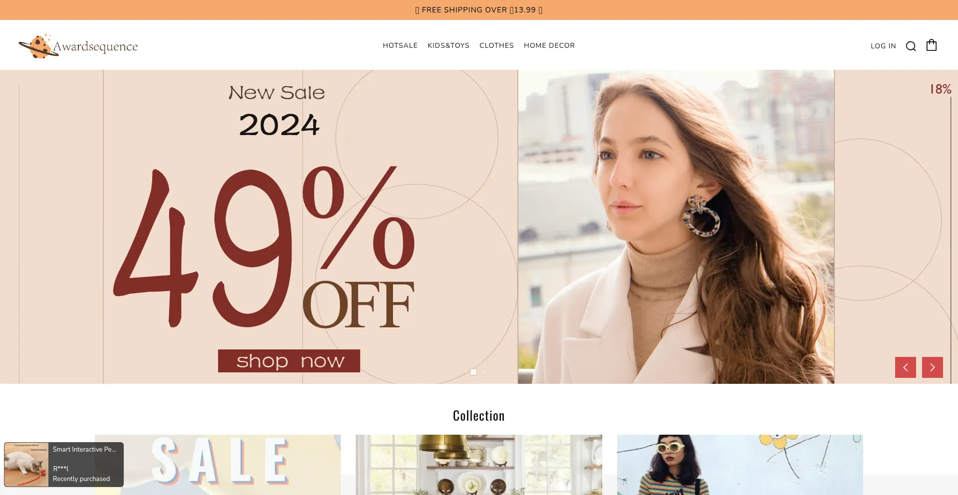 Website screenshot of Awardsequence.com
