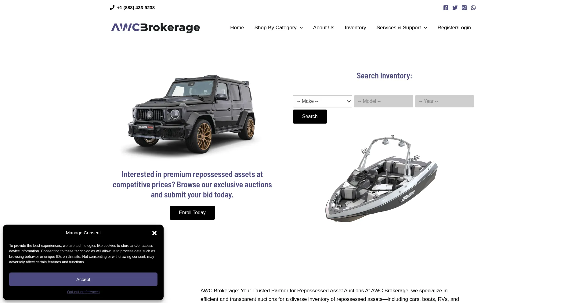 Website screenshot of Awcbrokerage.com