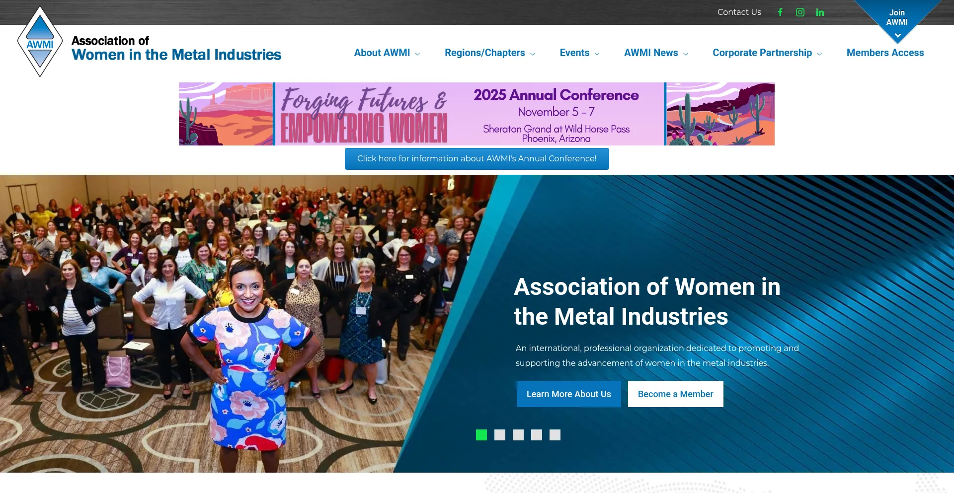 Website screenshot of Awmi.org