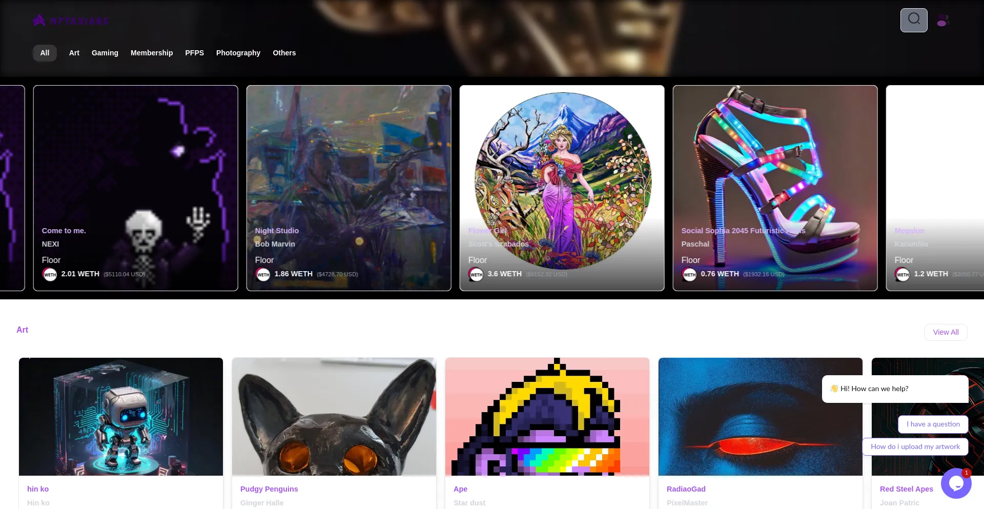 Website screenshot of Axiarsart.com