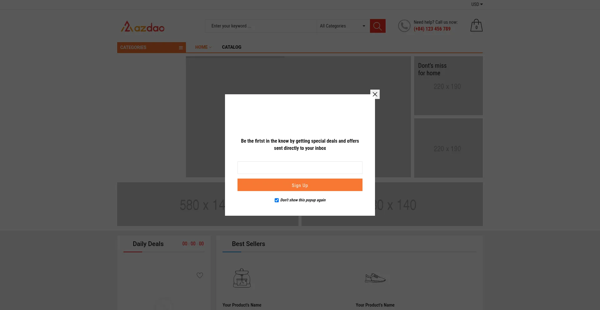 Website screenshot of Azdao.com