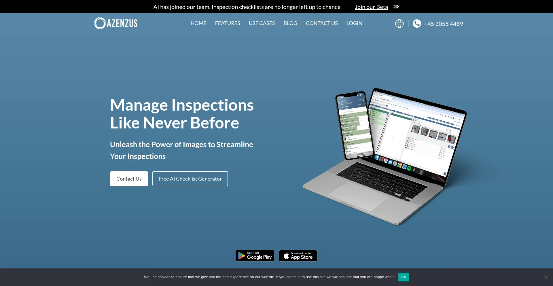 Website screenshot of Azenzus.com