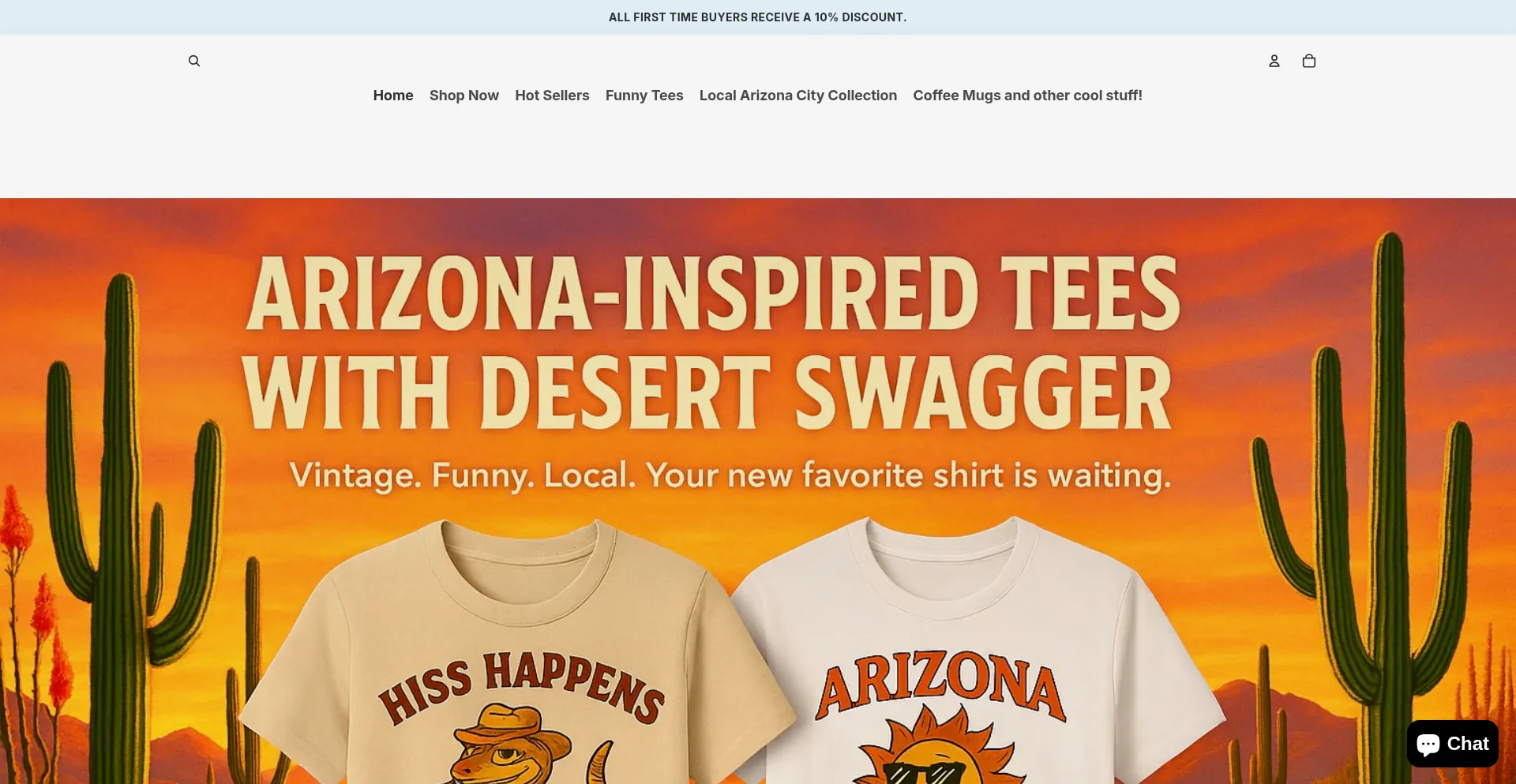 Website screenshot of Azteeshirts.com