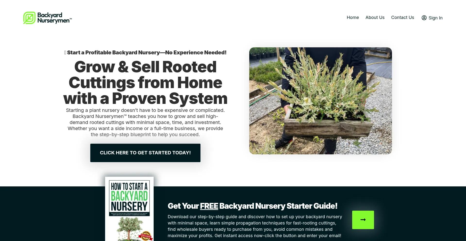 Website screenshot of Backyardnurserymen.com