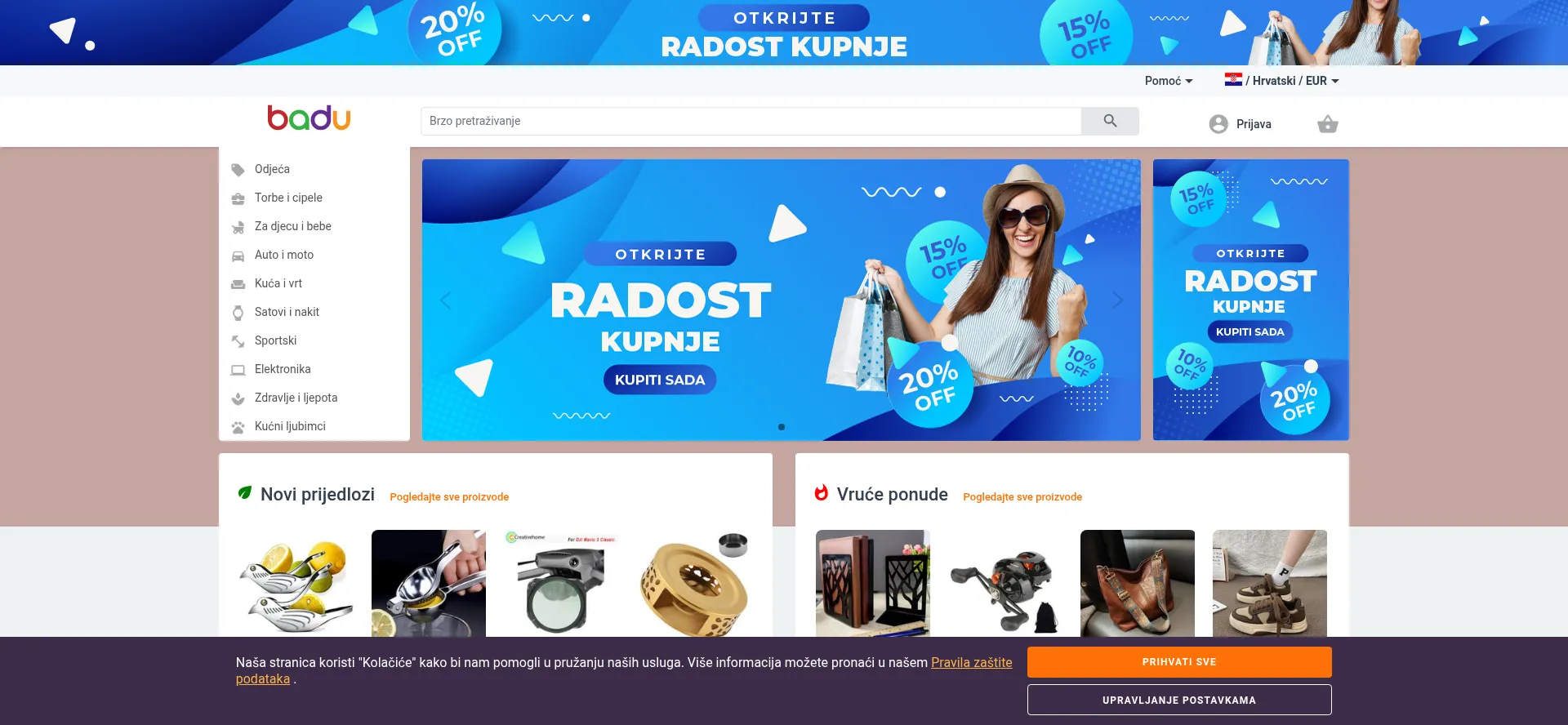 Website screenshot of Badu.hr