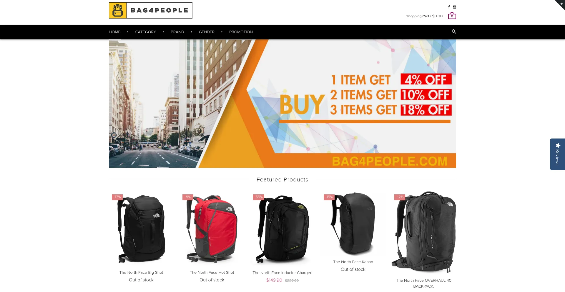 Website screenshot of Bag4people.com