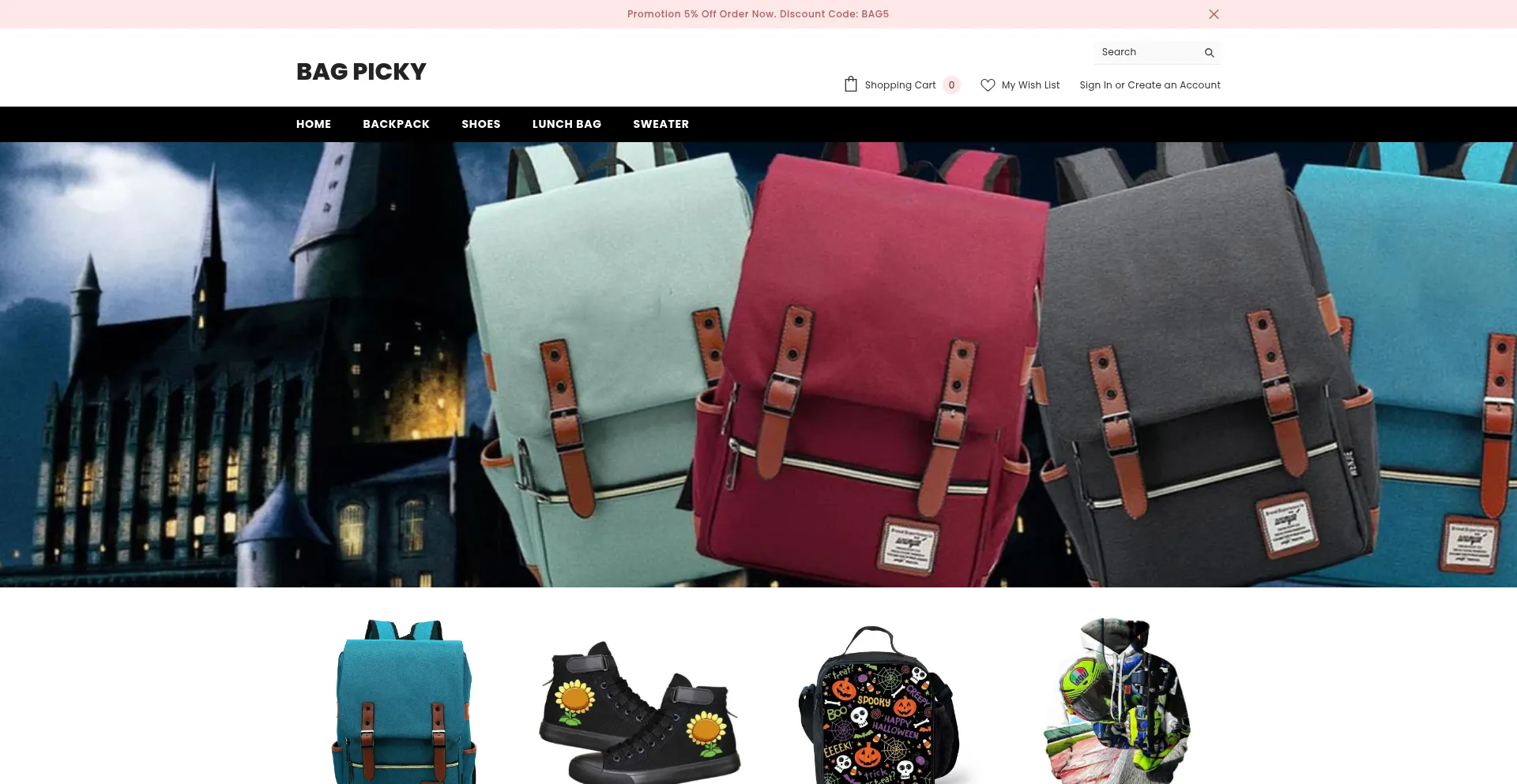 Bagpicky.com Screenshot