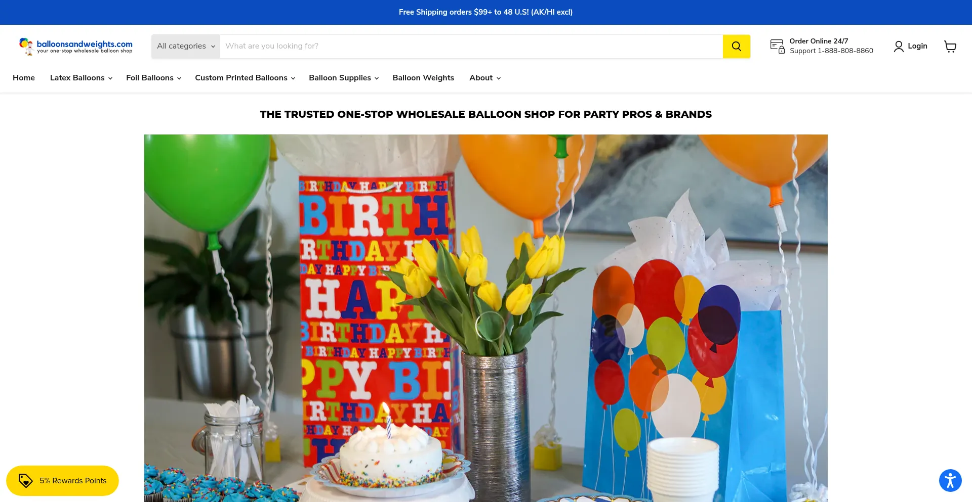 Website screenshot of Balloonsandweights.com