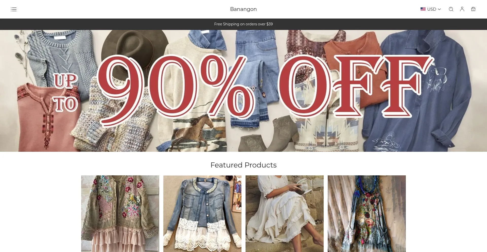 Website screenshot of Banangon.com