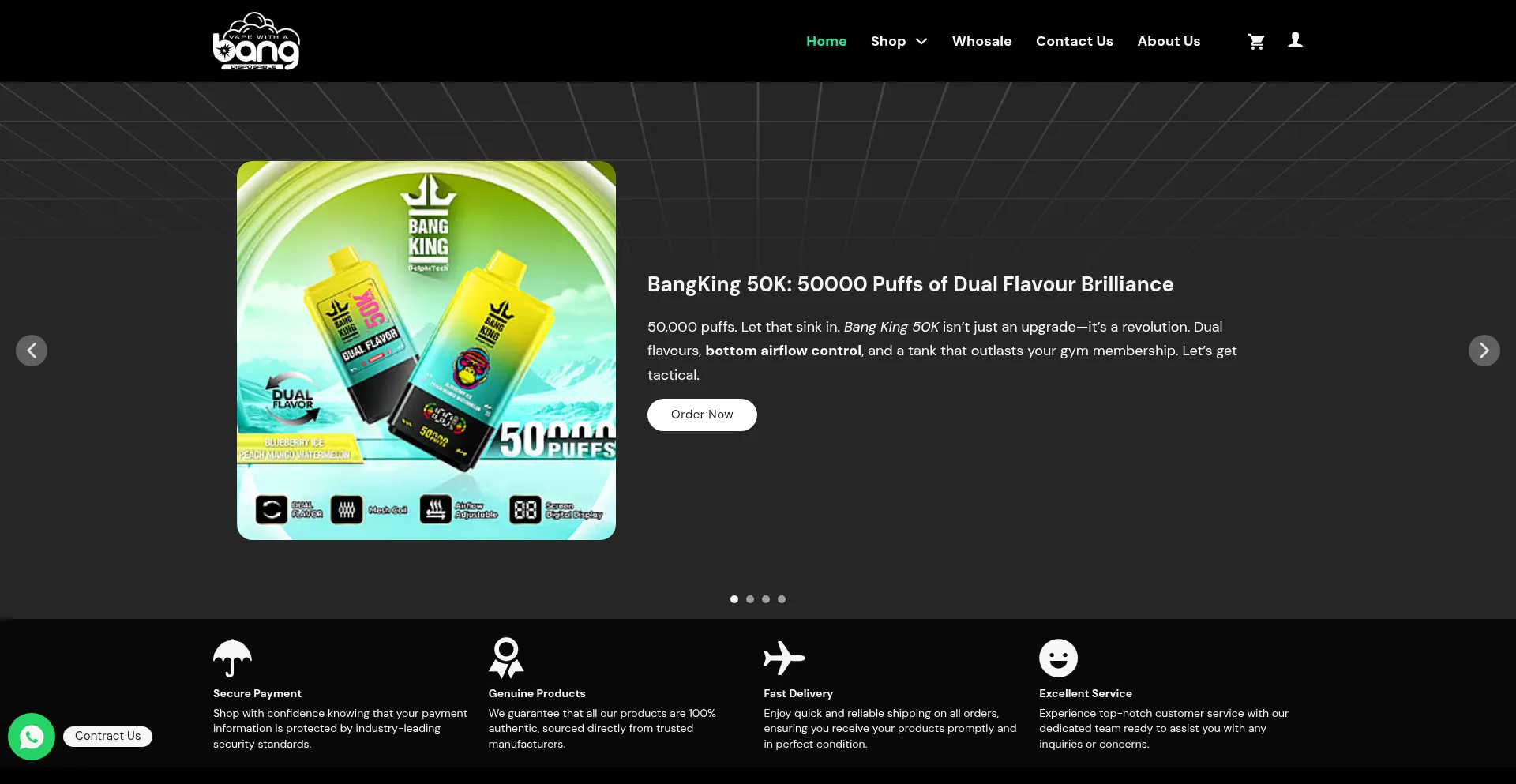 Website screenshot of Bangvapes.com