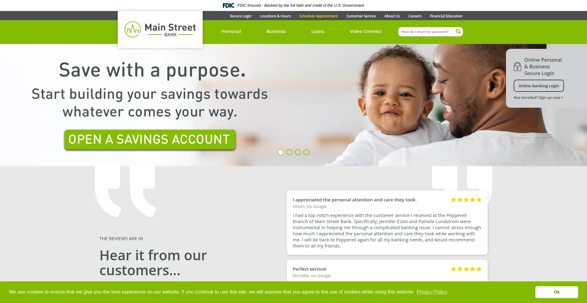 Website screenshot of Bankmainstreet.com