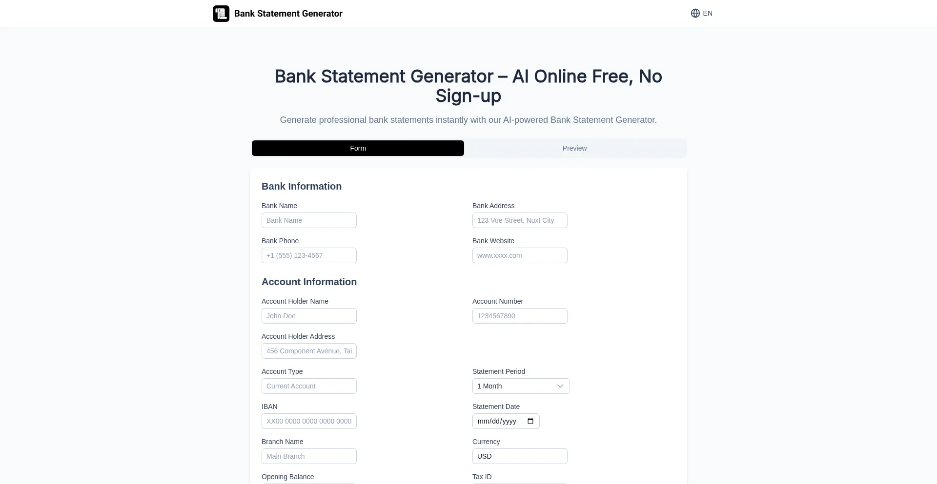 Bankstatementgenerator.ai
