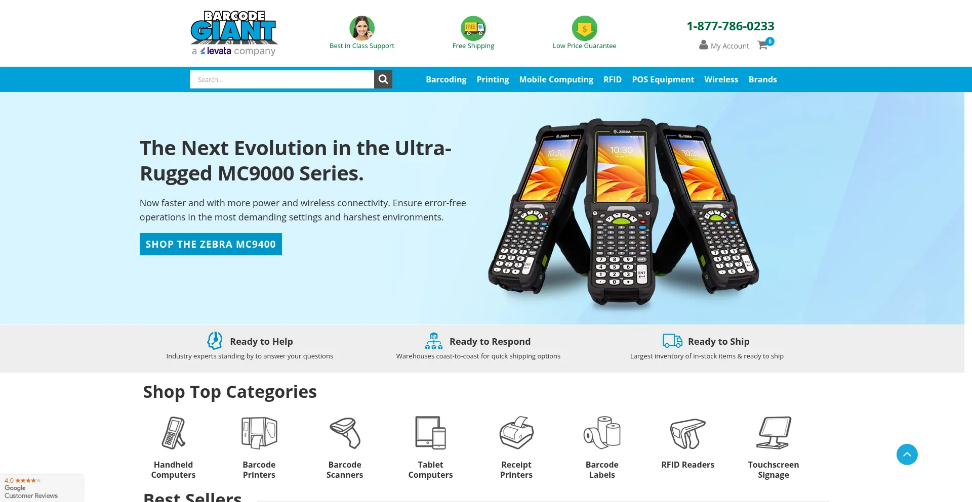 Website screenshot of Barcodegiant.com
