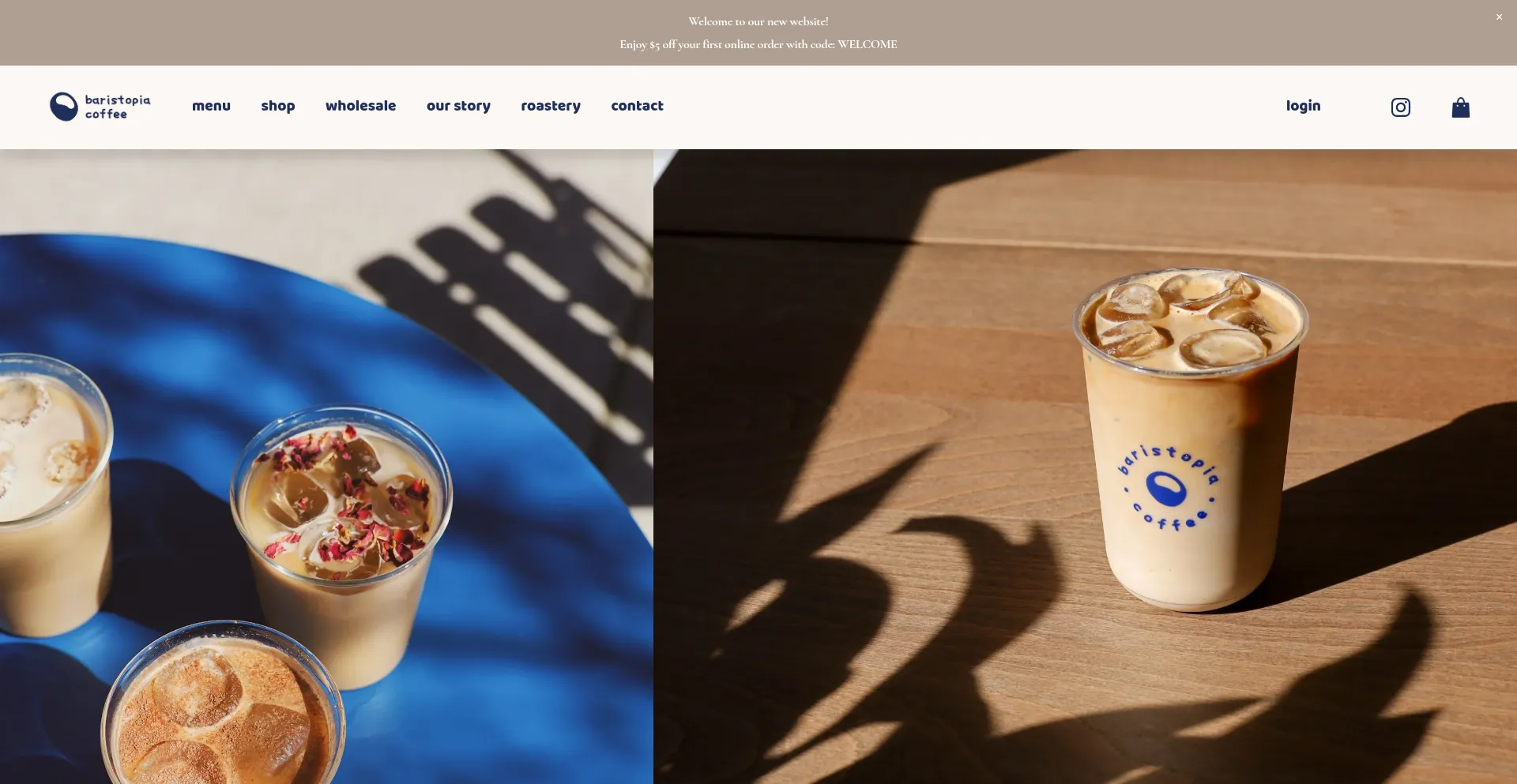 Website screenshot of Baristopiacoffee.com