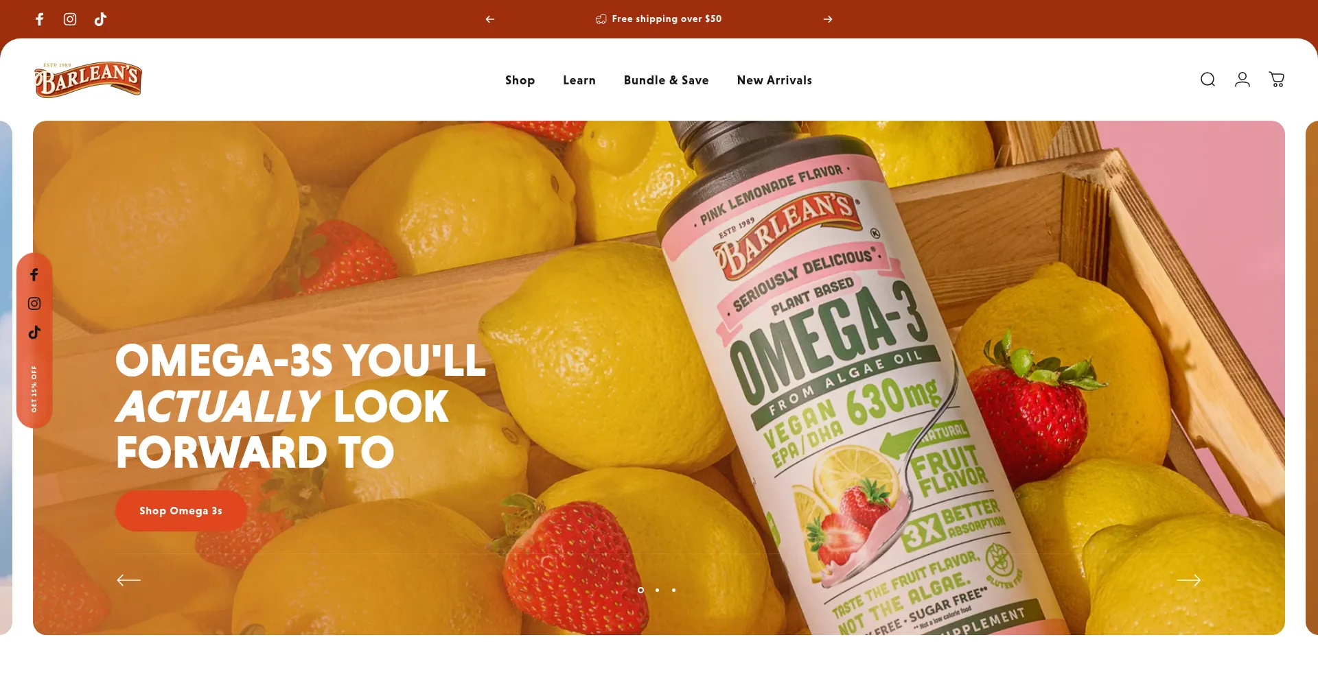 Website screenshot of Barleans.com