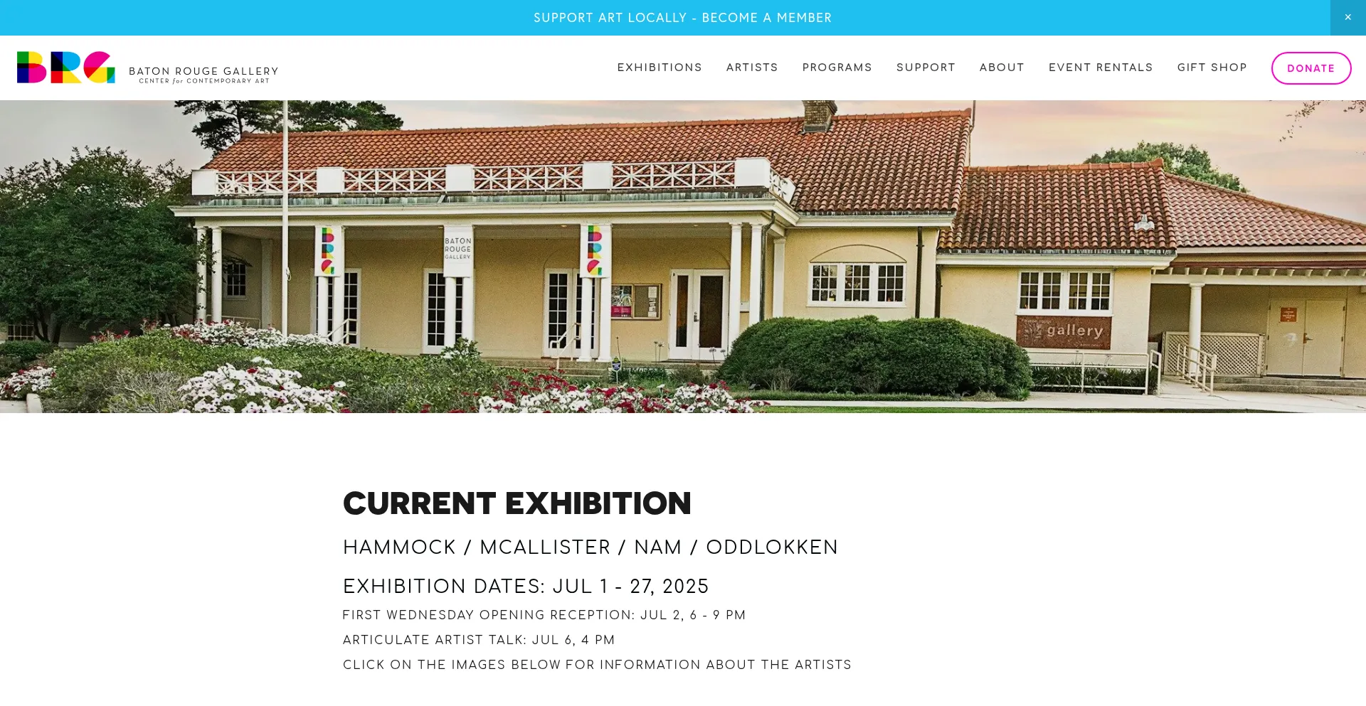 Website screenshot of Batonrougegallery.org