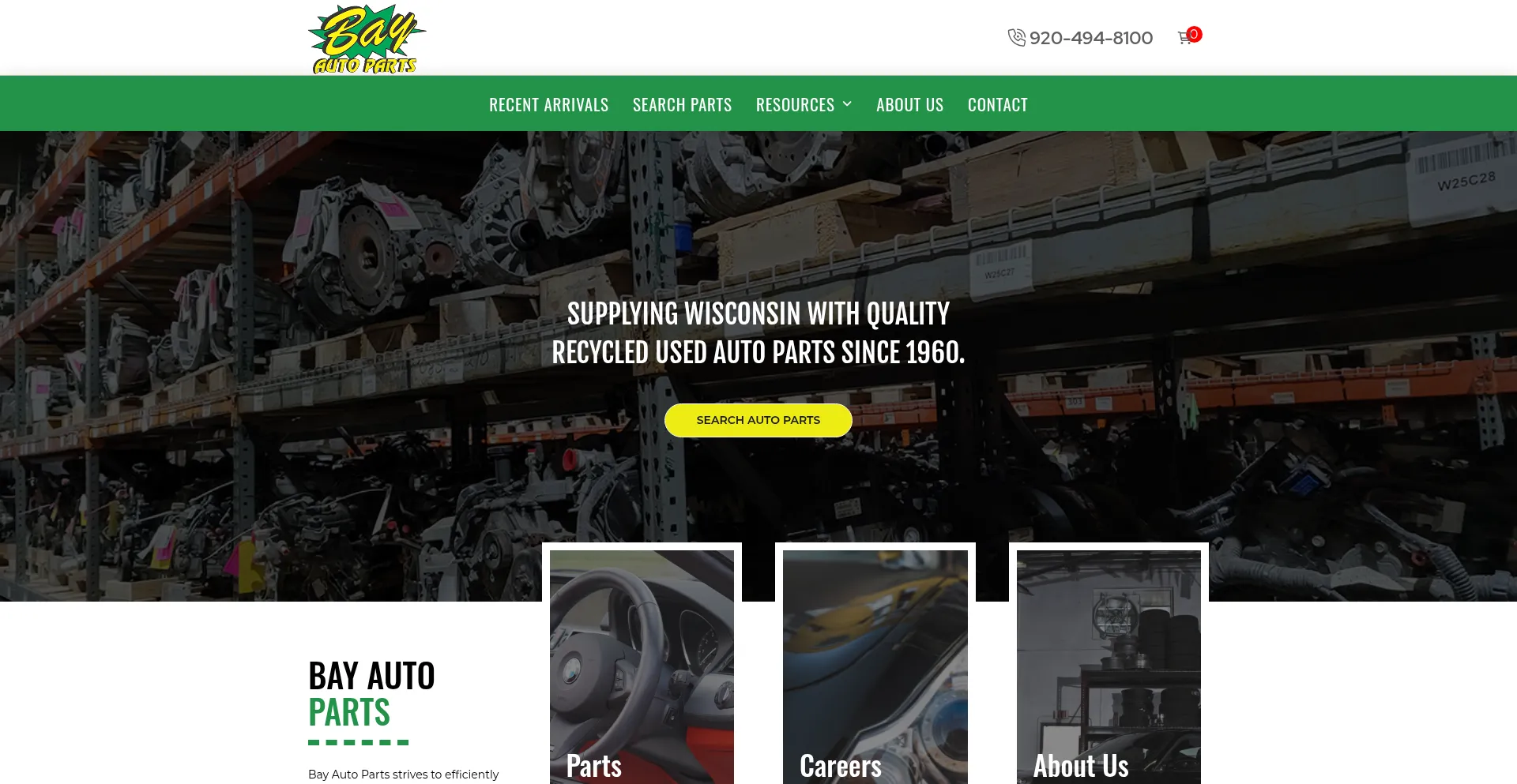 Website screenshot of Bayauto.com
