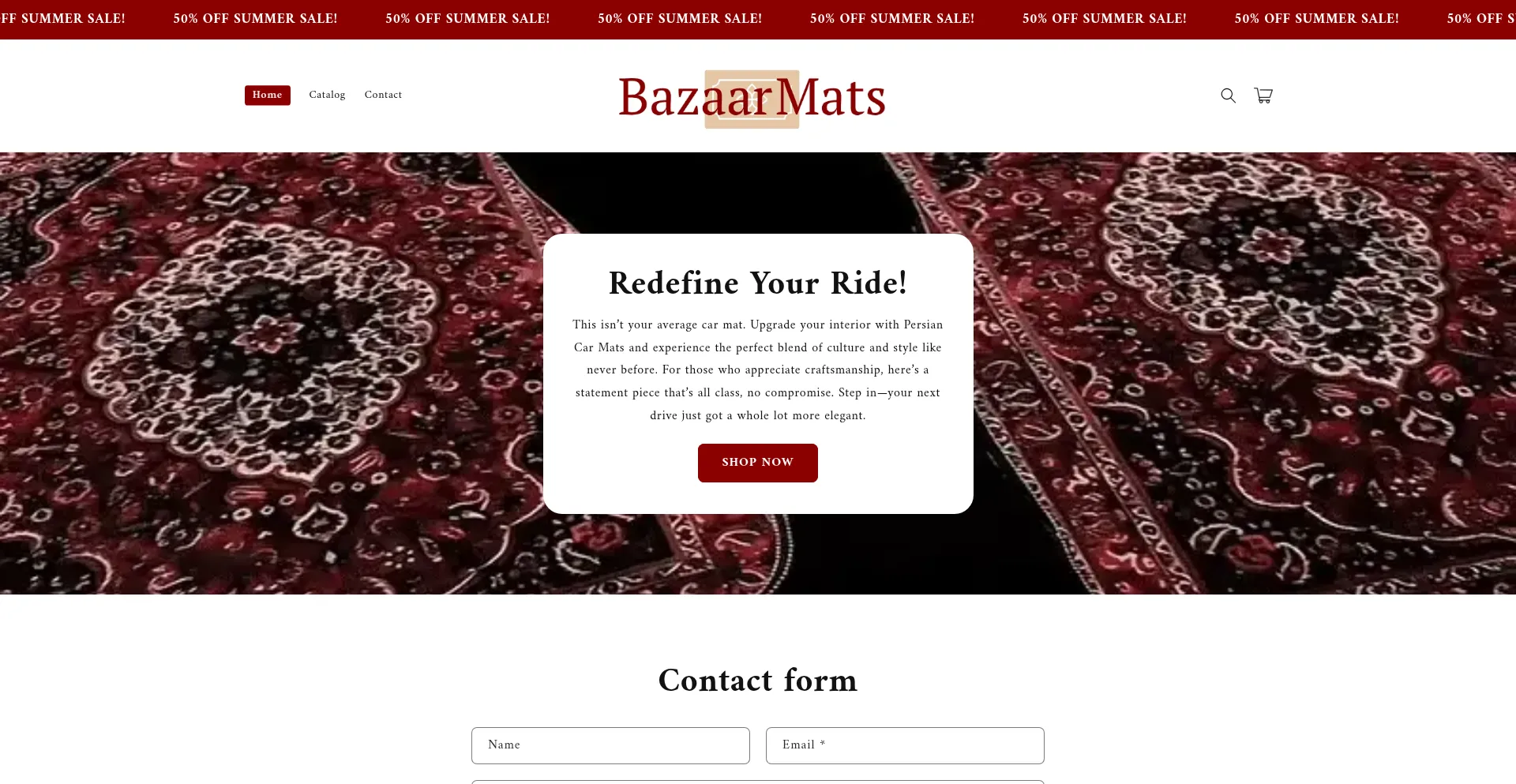 Website screenshot of Bazaarmats.com