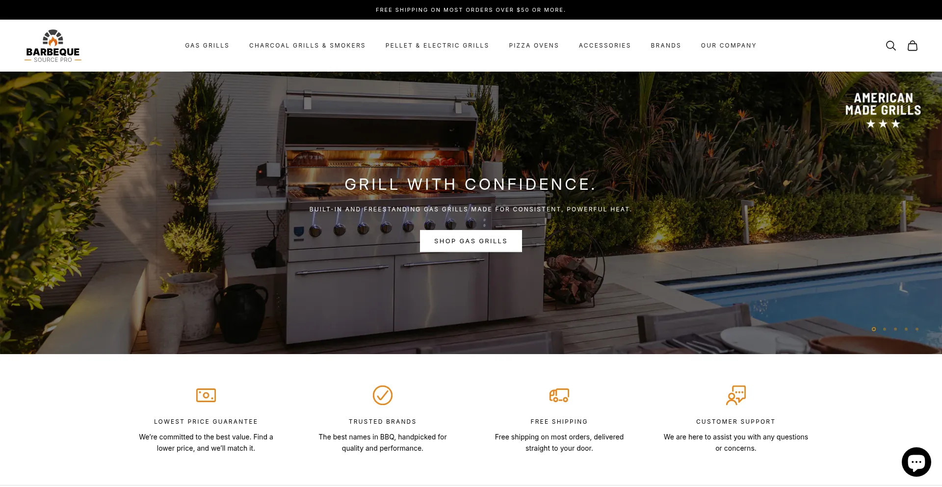 Website screenshot of Bbqsourcepro.com