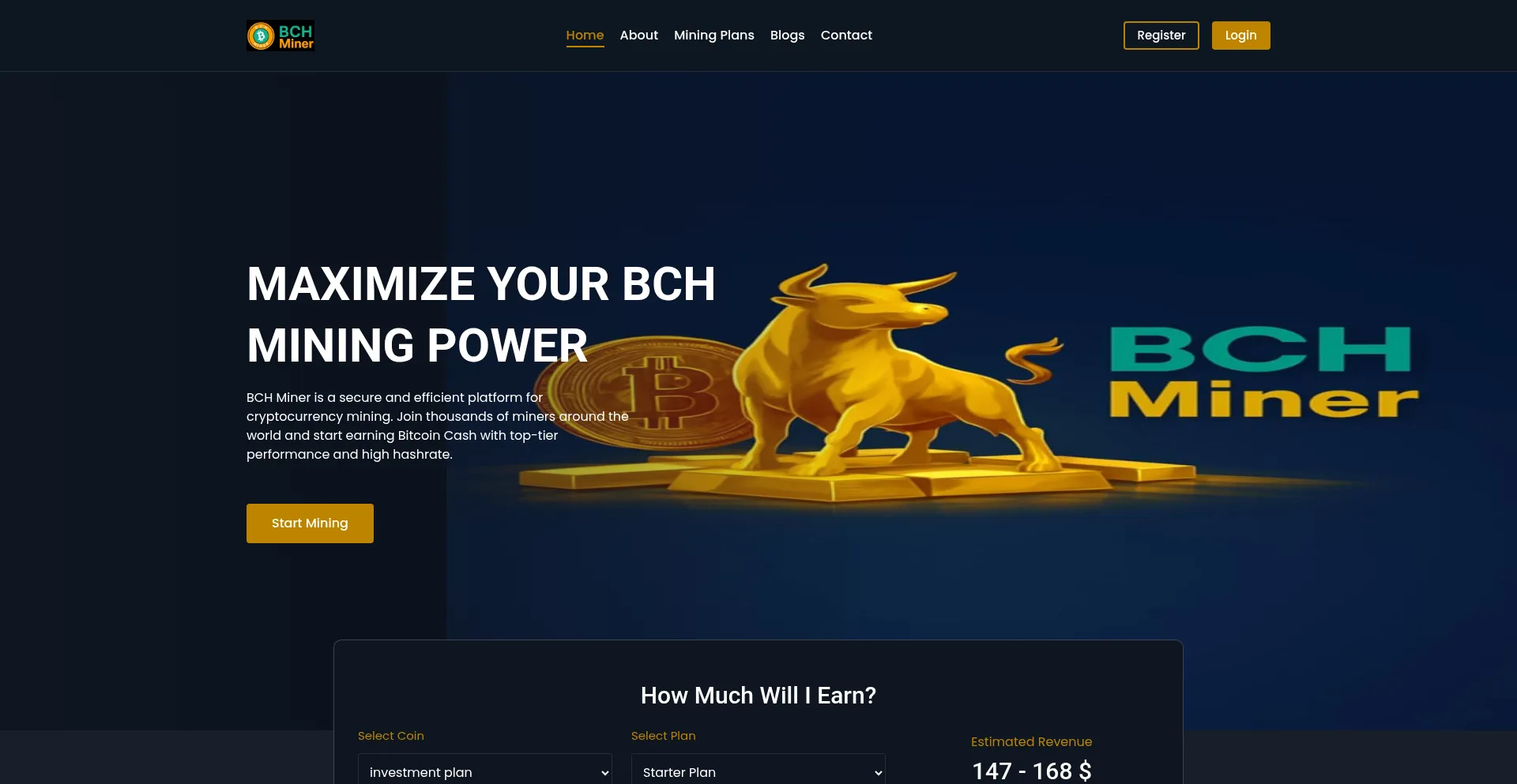 Website screenshot of Bch-mining.com