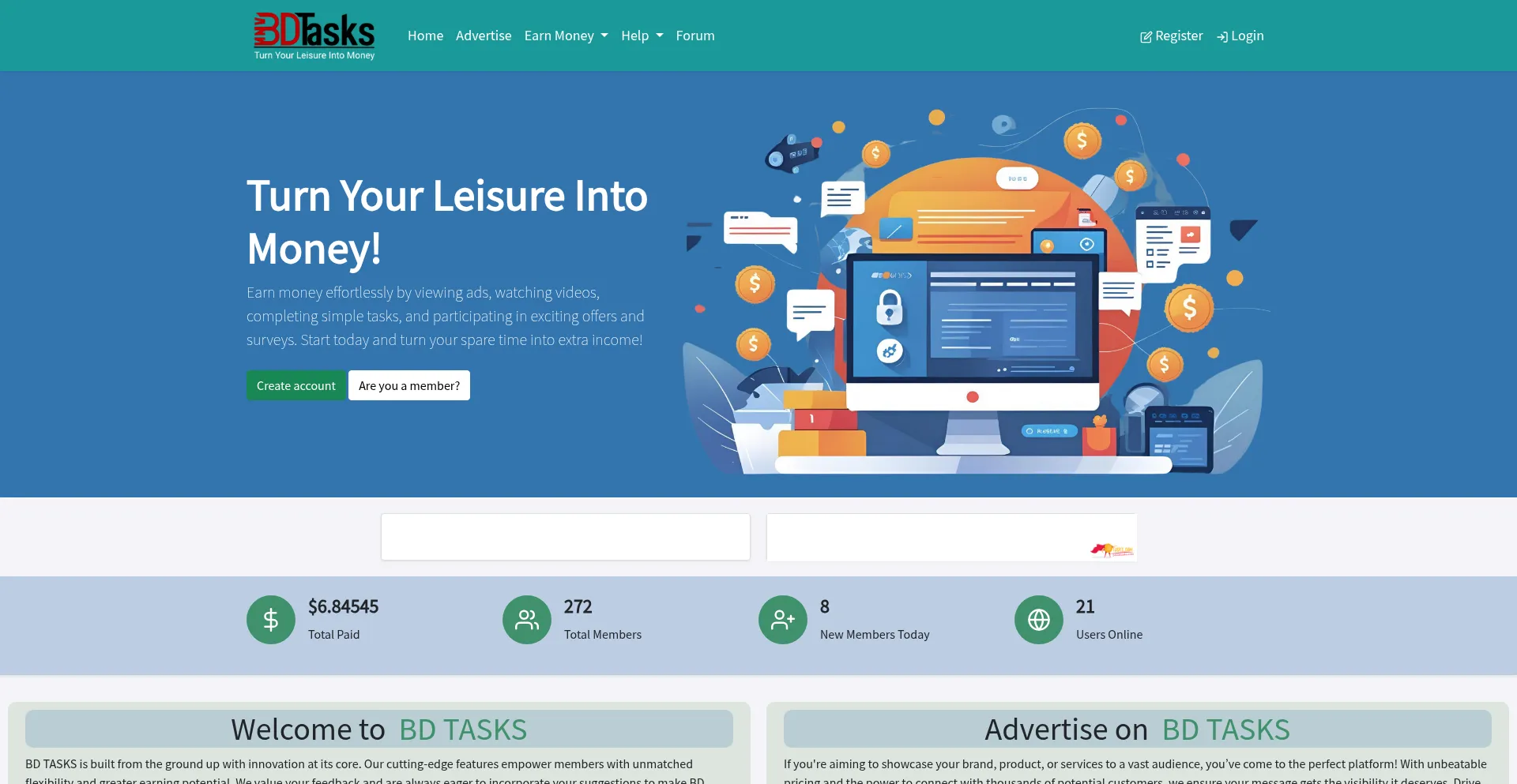 Website screenshot of Bdtasks.com
