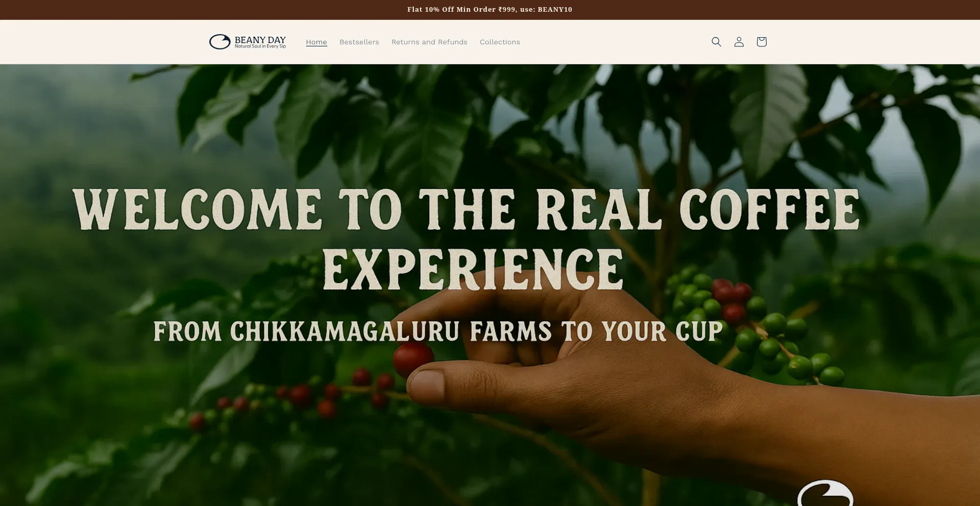 Website screenshot of Beanyday.com