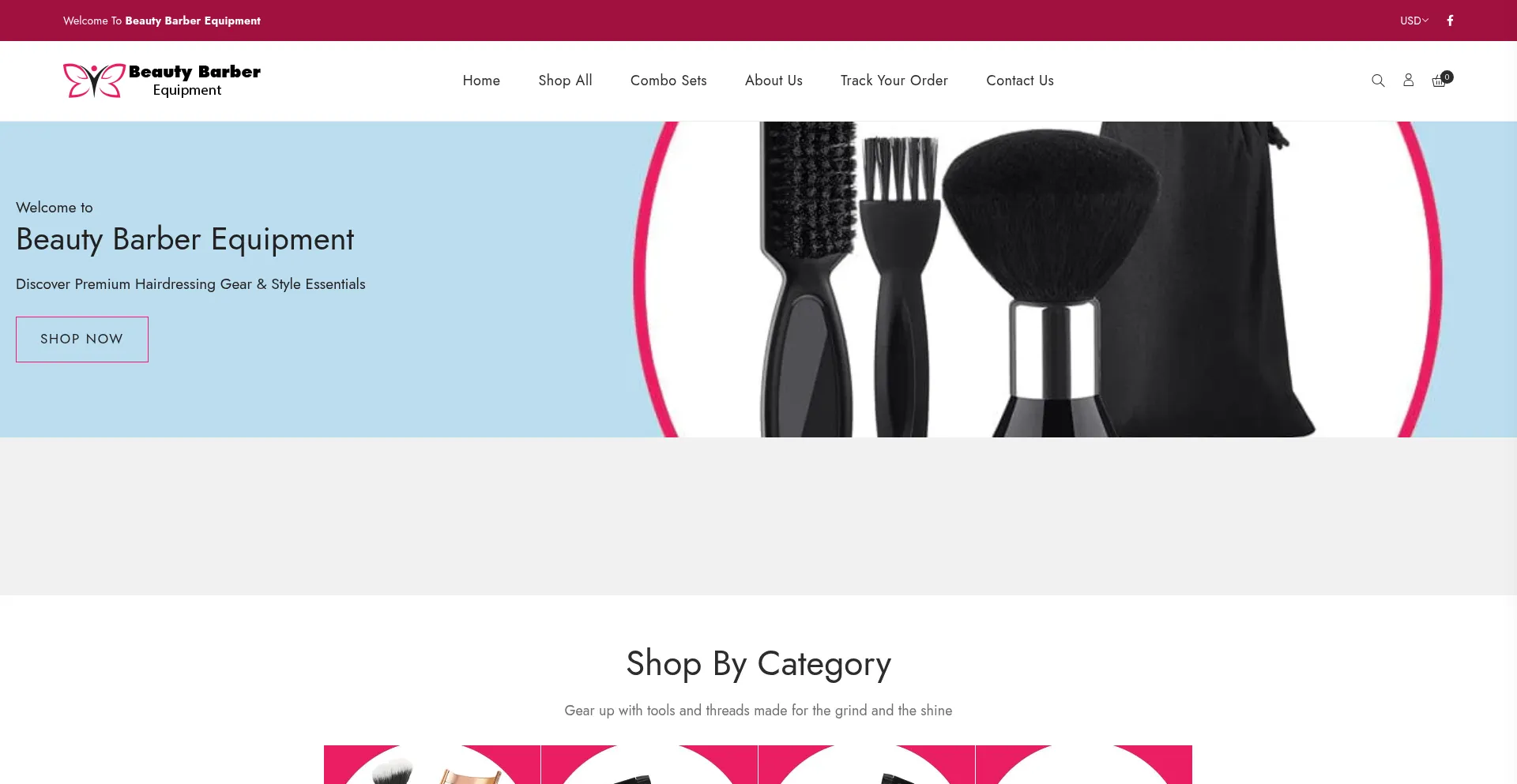 Website screenshot of Beautybarberequipment.com