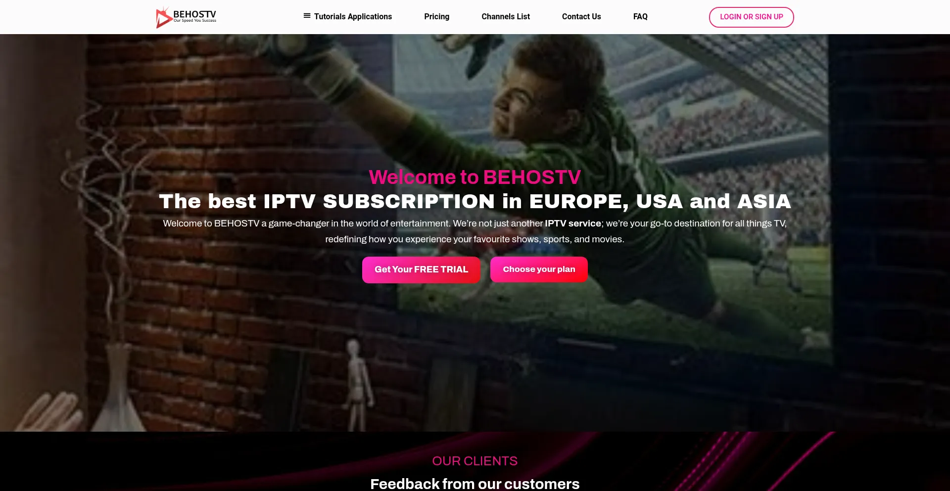 Website screenshot of Behos.tv