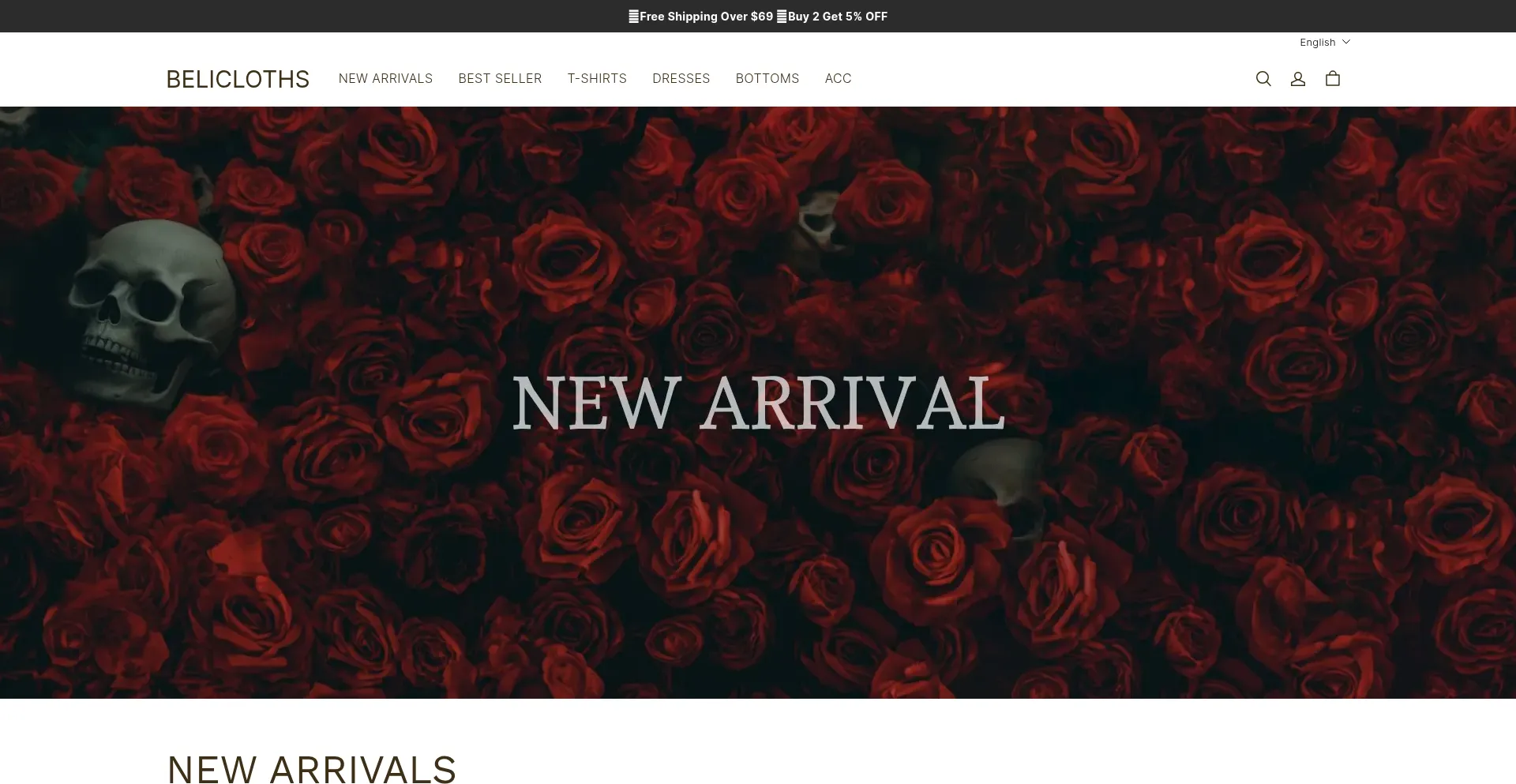 Website screenshot of Belicloths.com