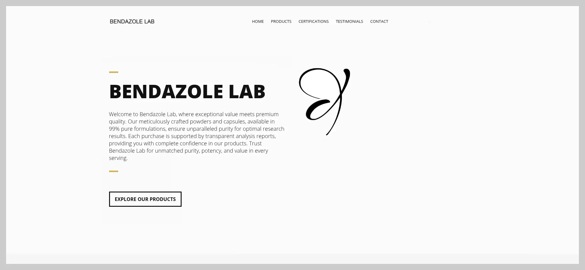 Website screenshot of Bendazole-lab.com