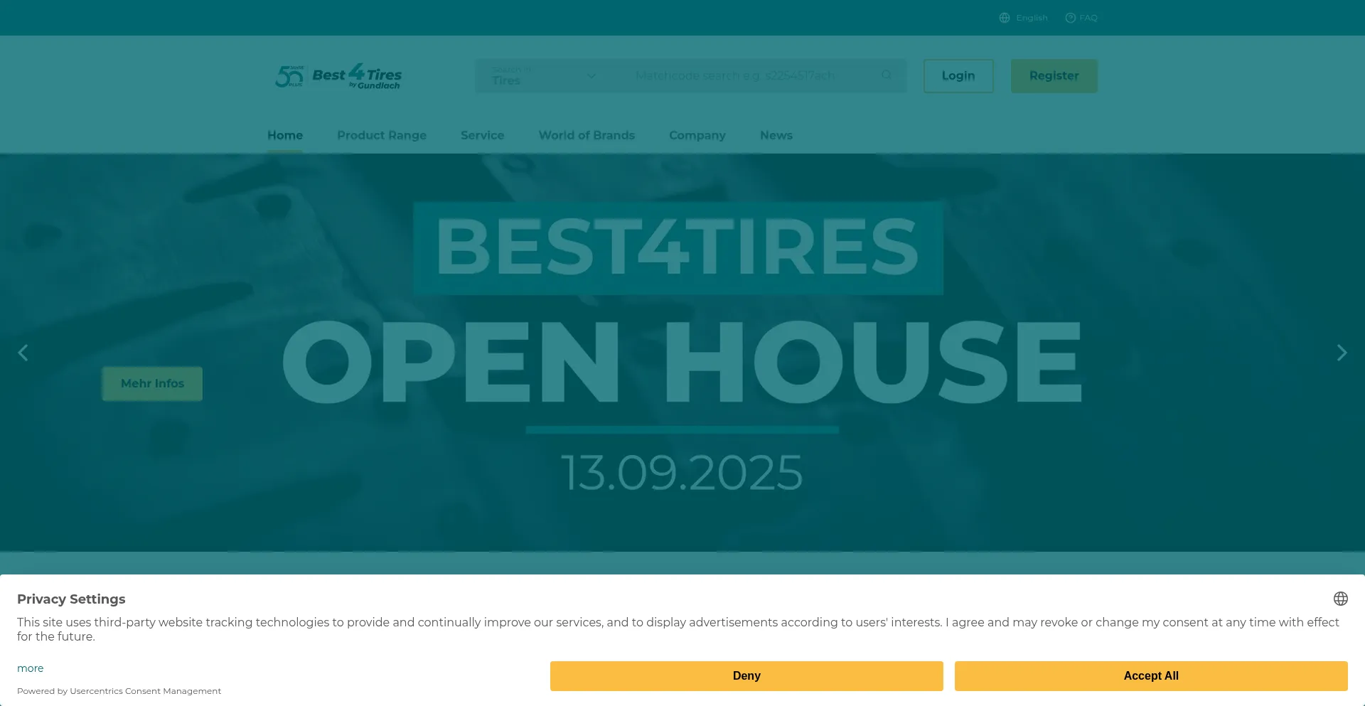 Website screenshot of Best4tires.com