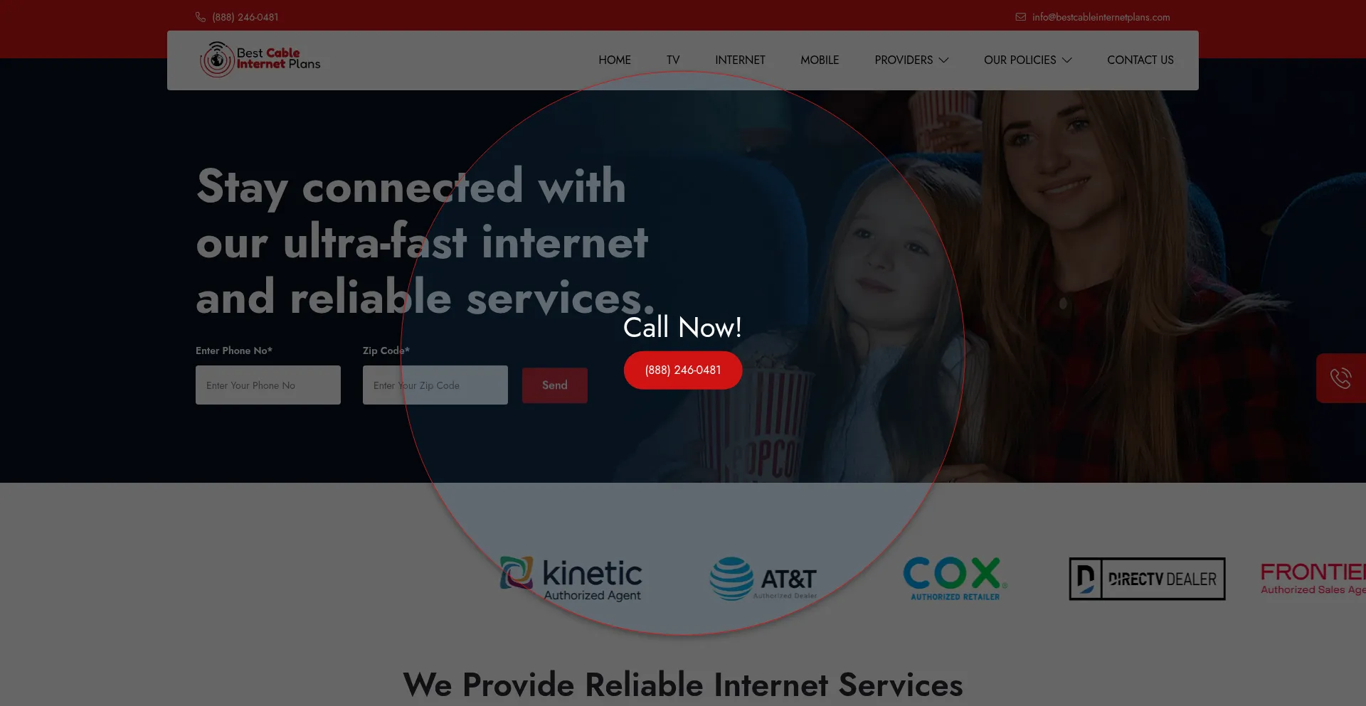Website screenshot of Bestcableinternetplans.com