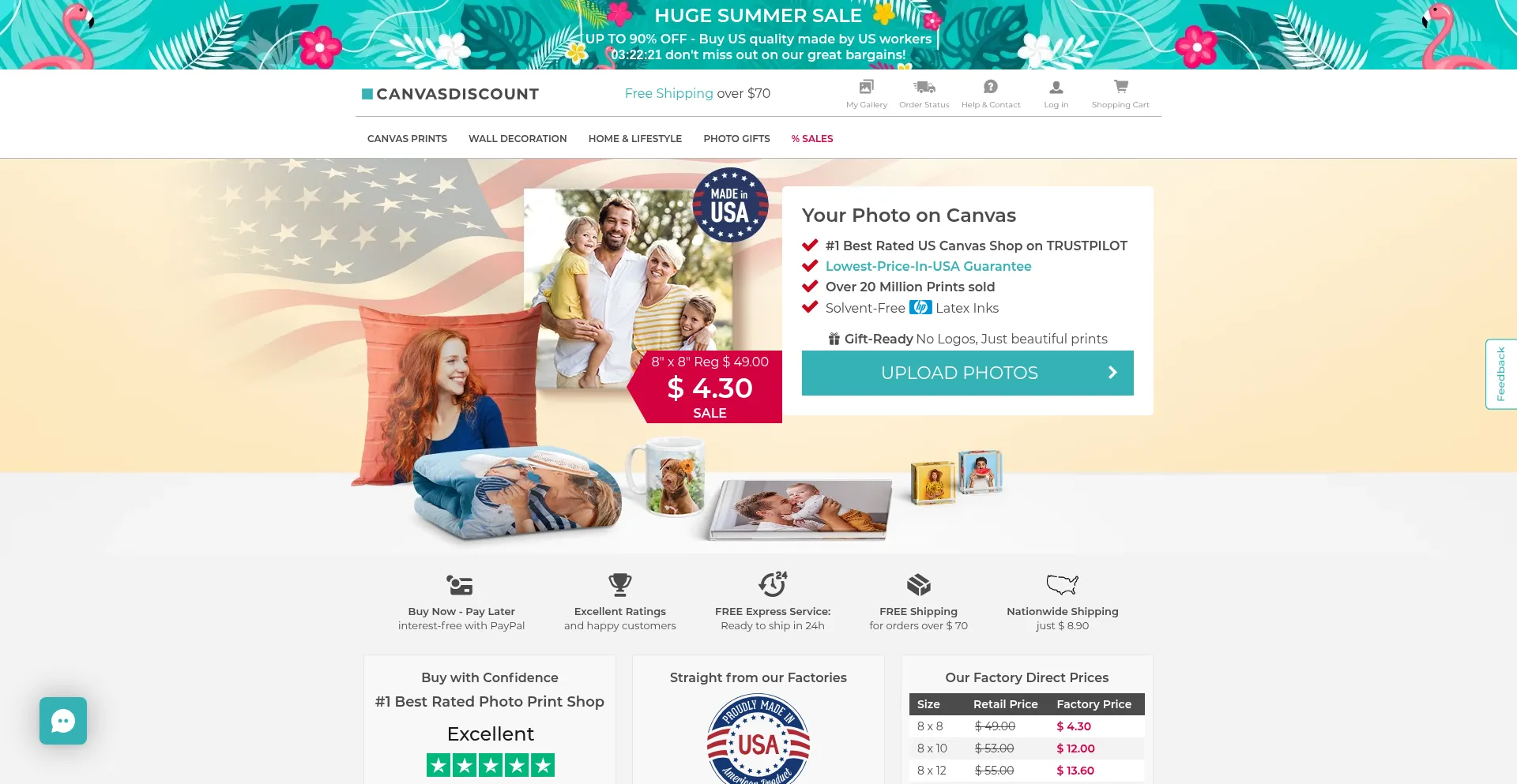 Website screenshot of Bestcanvas.com