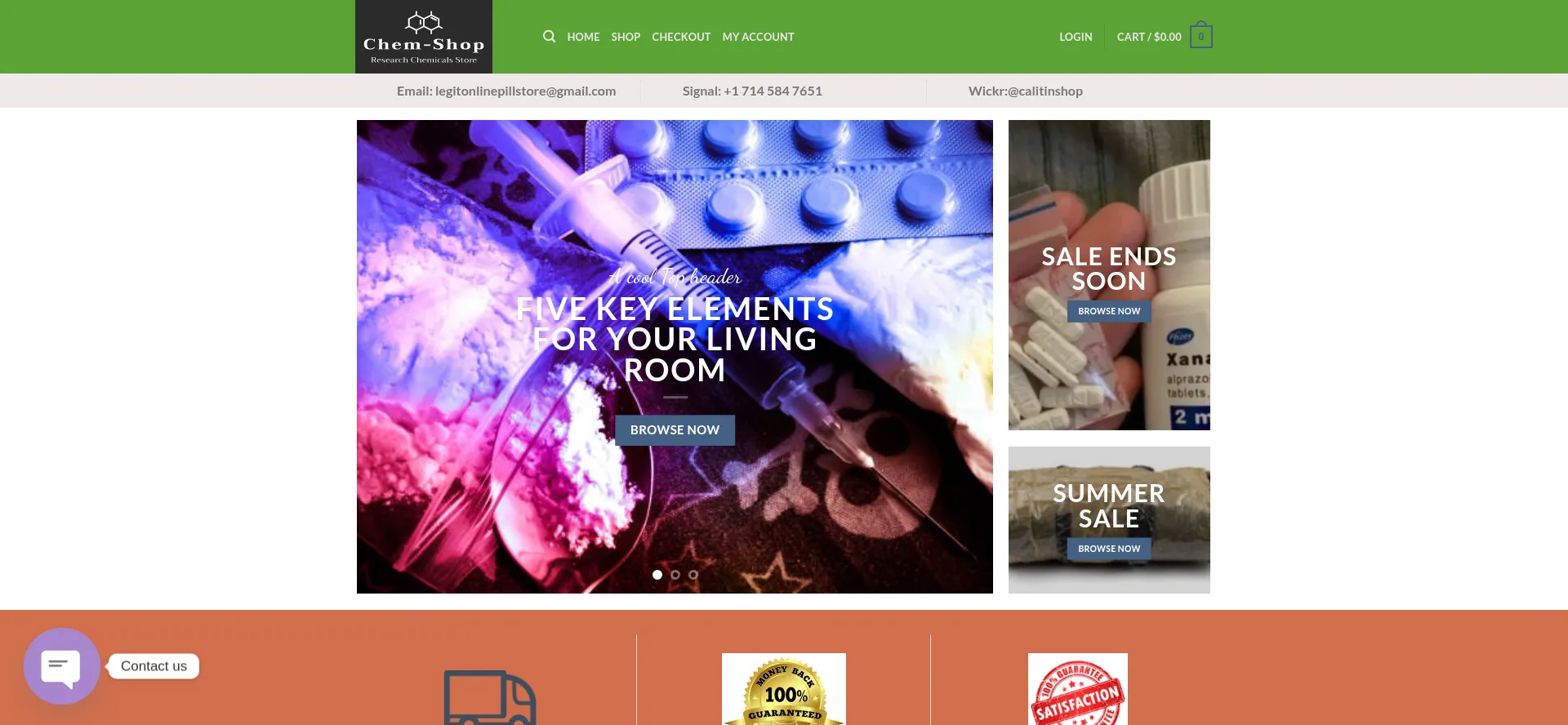 Website screenshot of Bestchemshopers.com