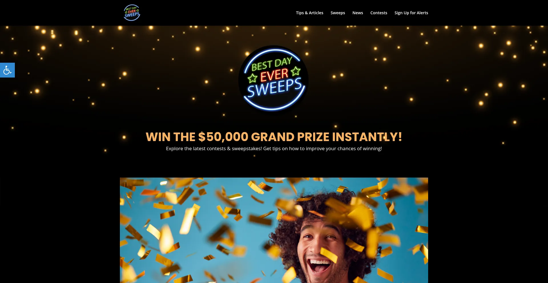 Website screenshot of Bestdayeversweeps.com