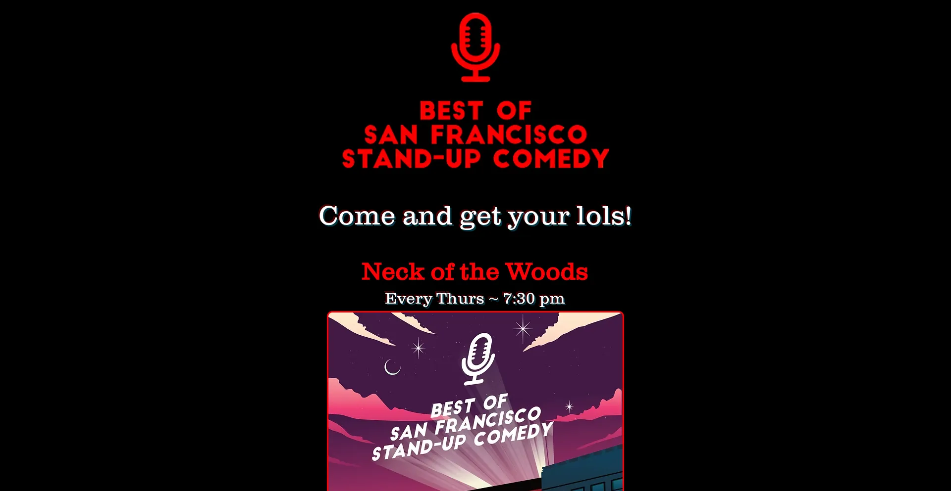 Website screenshot of Bestofsfstandup.com