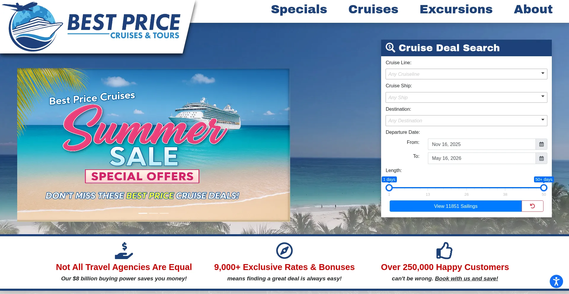 Website screenshot of Bestpricecruises.com