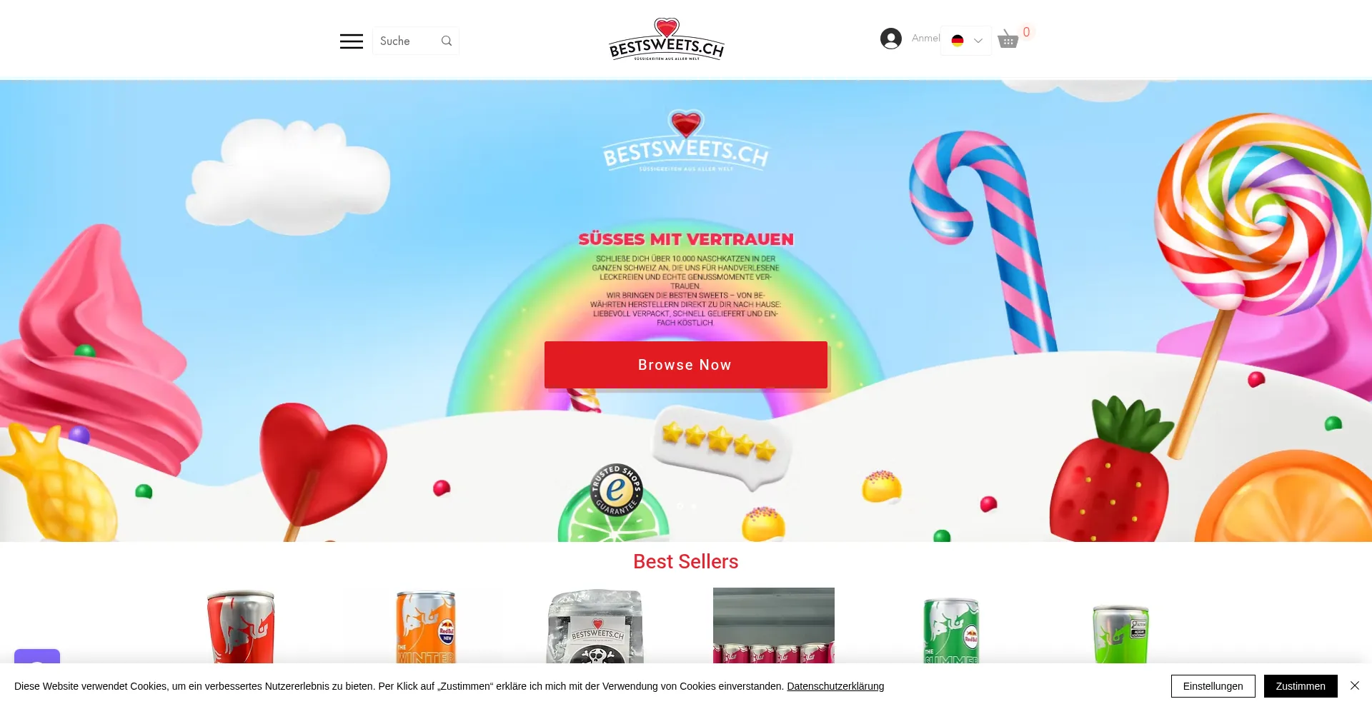 Website screenshot of Bestsweets.ch
