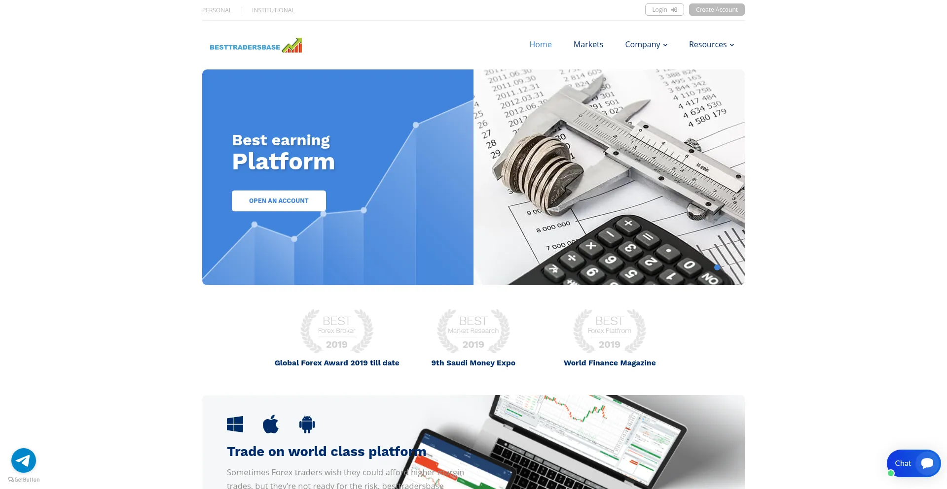 Website screenshot of Besttradersbase.org