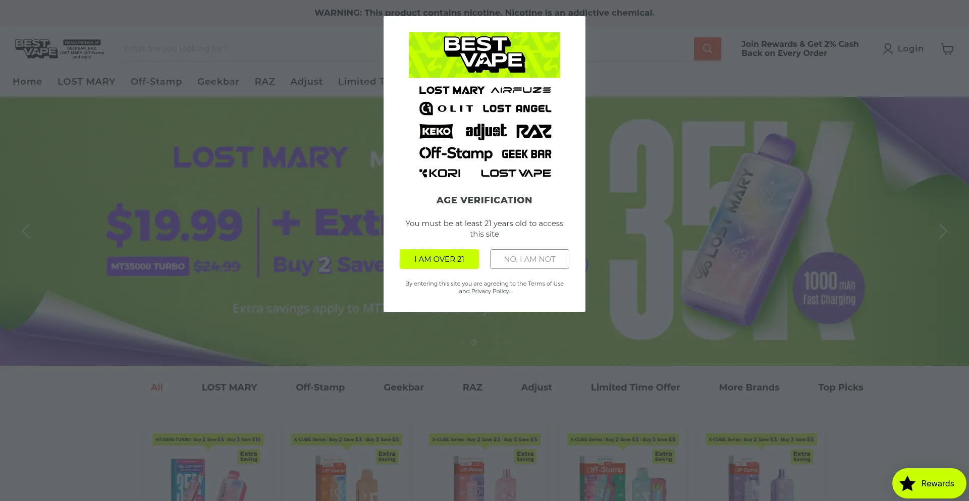 Website screenshot of Bestvape.com