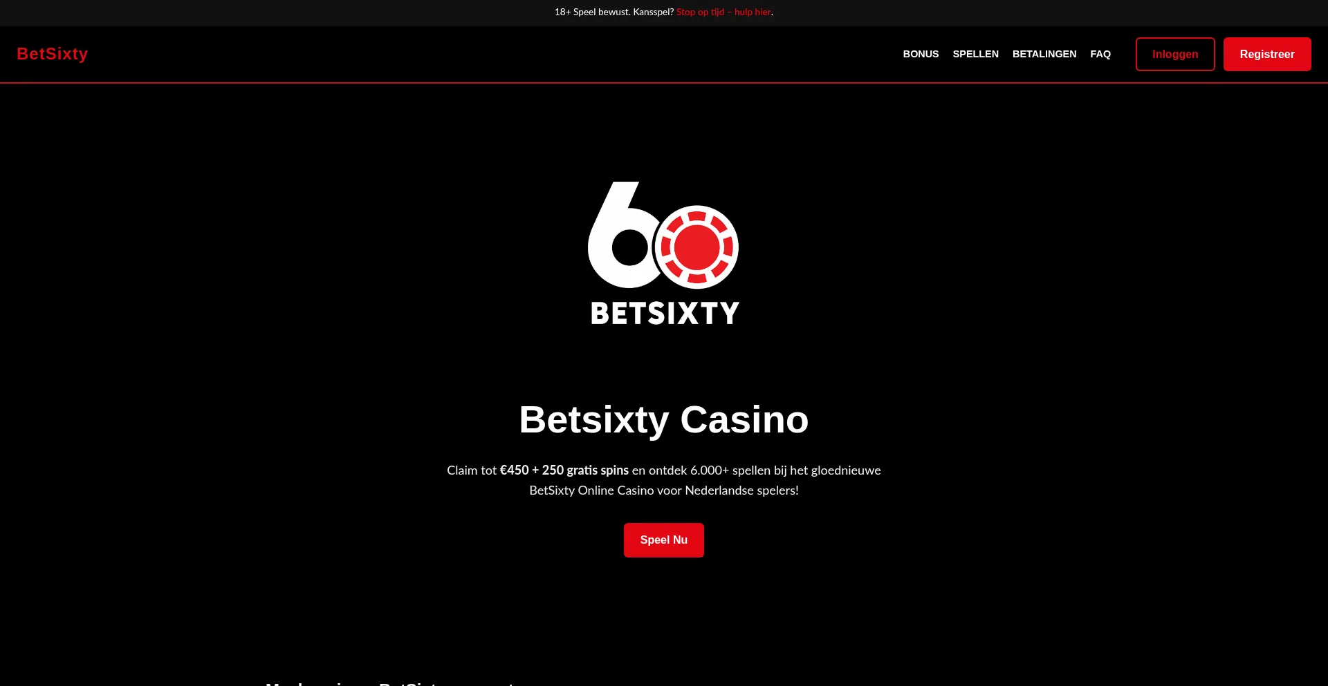 Website screenshot of Bet60nl.com