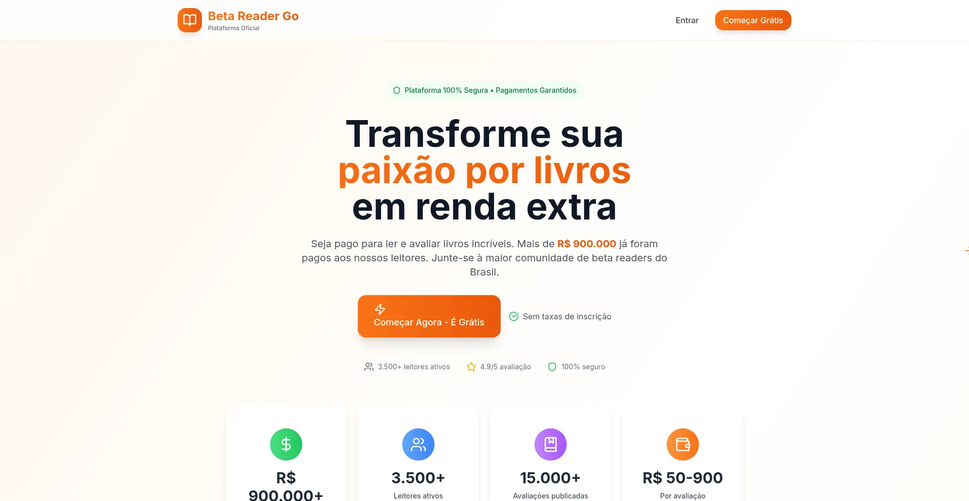 Website screenshot of Betareader.space