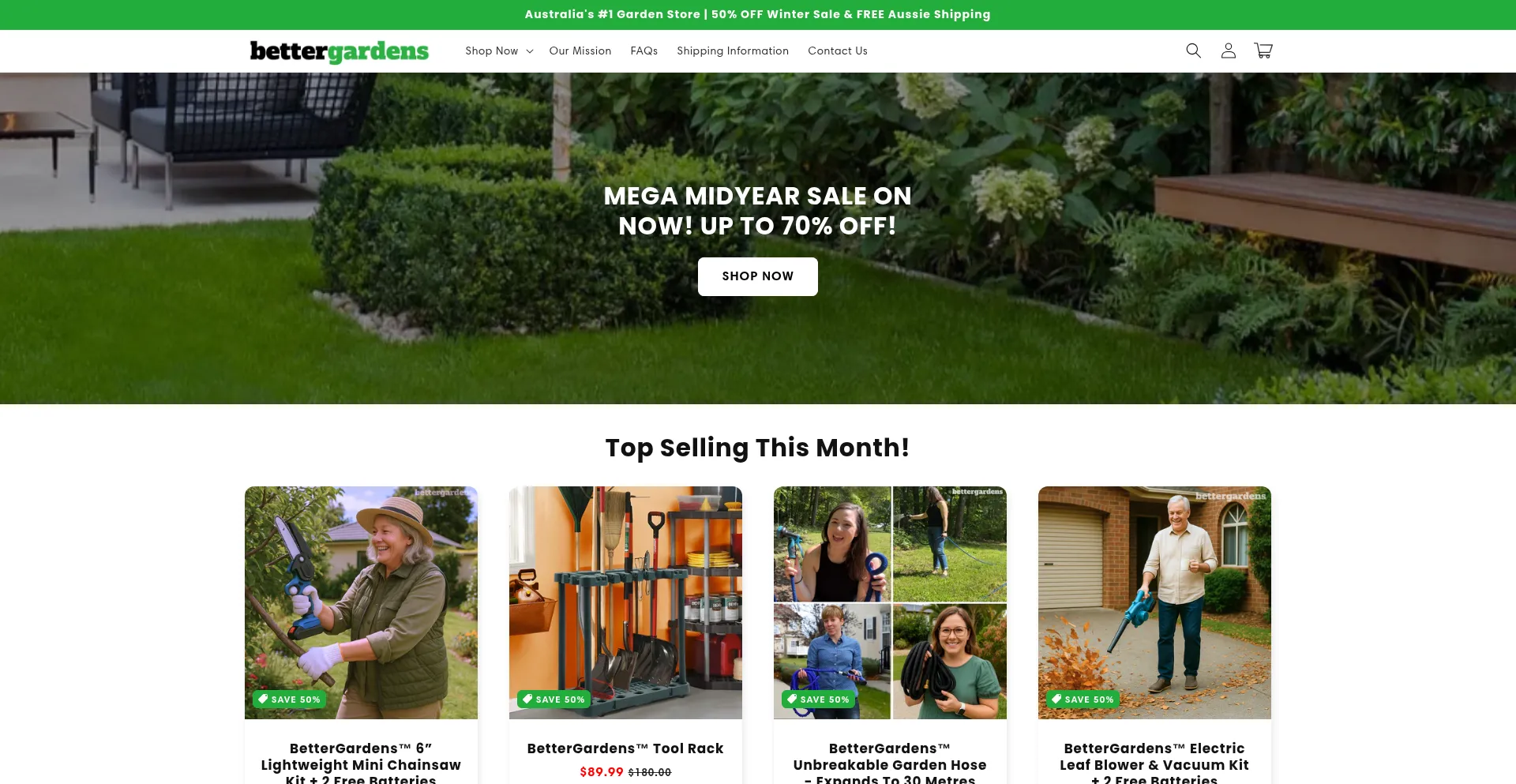 Website screenshot of Better-gardens.com.au