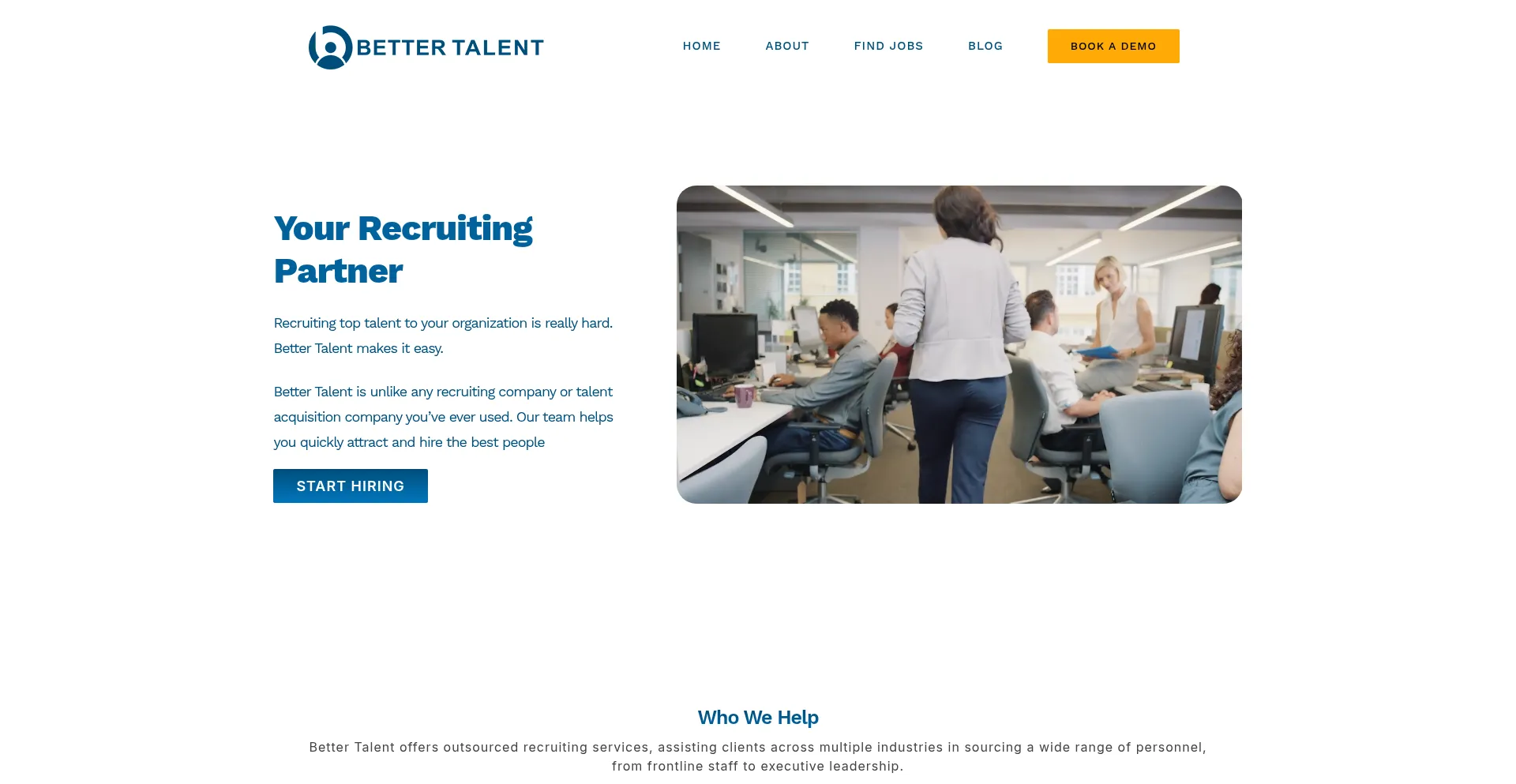 Website screenshot of Bettertalent.com